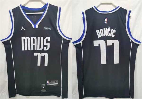 Men%27s Dallas Mavericks #77 Luka Doncic Black Stitched Jersey->brooklyn nets->NBA Jersey